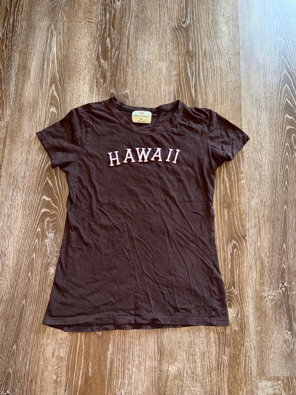 Vintage Y2K Hawaii Graphic Tee in Dark Brown